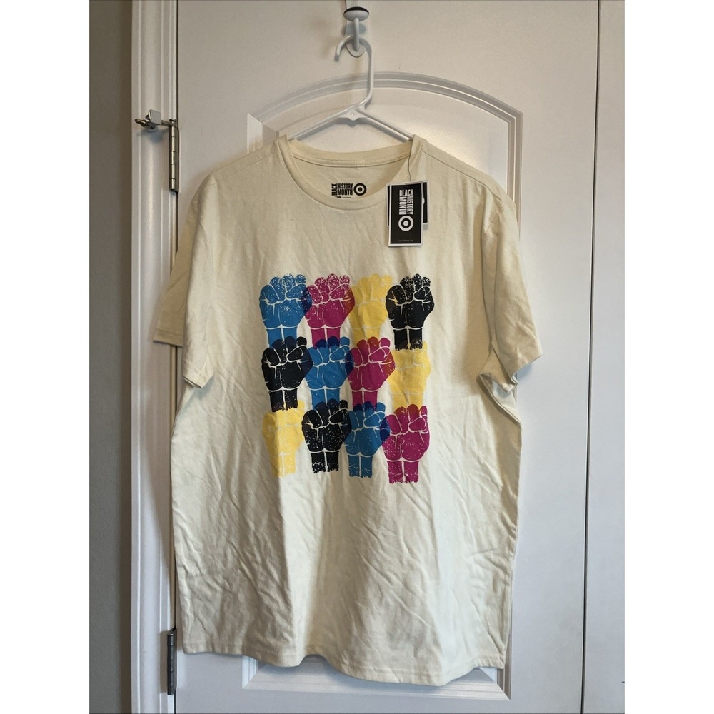Black History Month T Shirt Mens L Cream NWT Graphic Short Sleeve C633